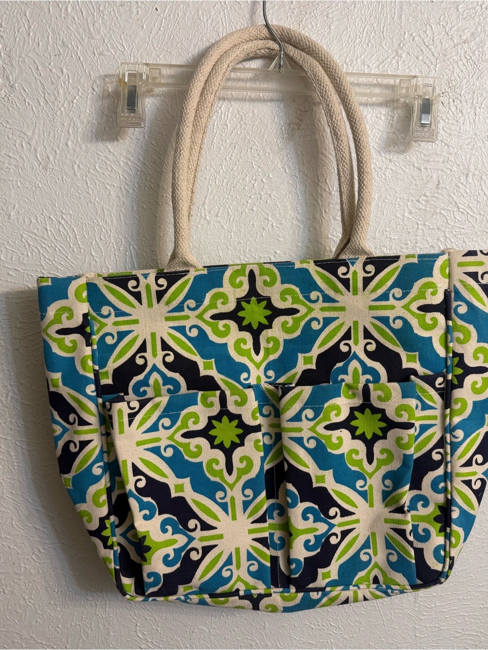 Canvas Tote Bag in Blue, Green & Black - Stylish Everyday Carry